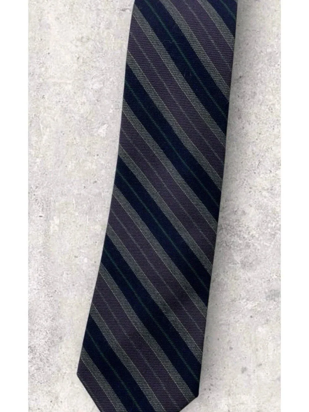 POLO RALPH LAUREN Wool Silk Tie USA Navy Purple Gray Striped W:3.1